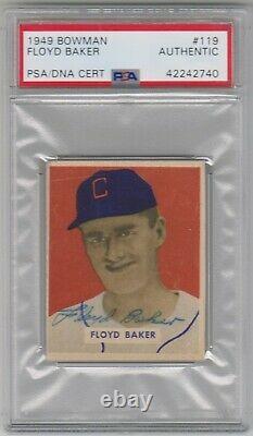 1949 Bowman FLOYD BAKER Chicago White Sox SIGNED Autograph PSA/DNA 1/1