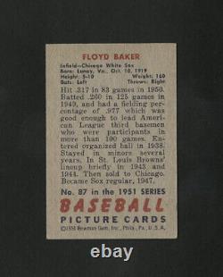 1951 Bowman Baseball Card #87 Floyd Baker Autographed Signed Chicago White