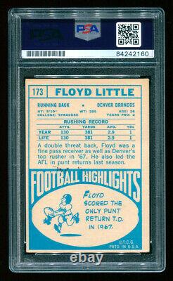1968 Topps #173 FLOYD LITTLE Signed Auto HOF Rookie Card RC, VG/EX, PSA/DNA