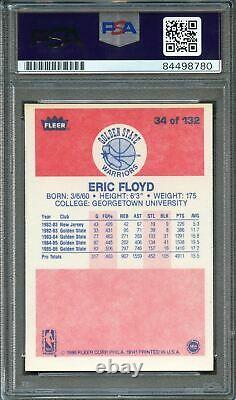 1986-87 Fleer #34 Eric Floyd Signed Card AUTO PSA Slabbed RC Warriors