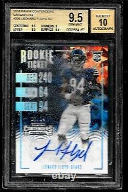 2016 Panini Contenders Leonard Floyd Cracked Ice Auto Rc #206 BGS 9.5 Srl# 1/24