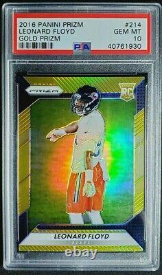 2016 Panini Prizm Leonard Floyd Gold Refractor /10 Rookie RC PSA 10 Gem Mint