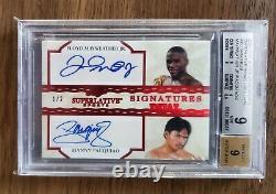 2020 Leaf Superlative Manny Pacquiao Floyd Mayweather Red Dual Auto /2 BGS 9