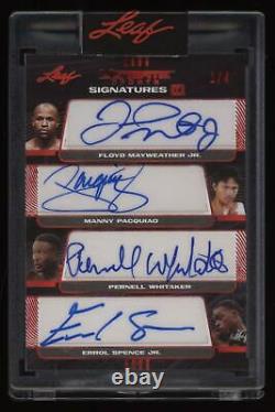 2021 Floyd Mayweather Jr. Manny Pacquiao Whitaker Spence Leaf Ultimate Auto #1/4