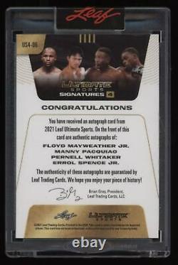 2021 Floyd Mayweather Jr. Manny Pacquiao Whitaker Spence Leaf Ultimate Auto #1/4