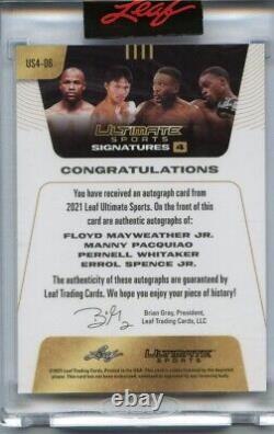 2021 Leaf #us4-06 Floyd Mayweather Manny Pacquiao Whitaker Spence Autograph #1/2