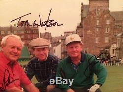 ARNOLD PALMER+JACK NICKLAUS+TOM WATSON+FLOYD SIGNED OVERSIZED 11x14 PHOTO JSA