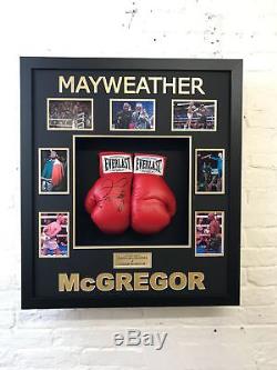 Conor McGregor & Floyd Mayweather Signed & FRAMED Boxing Gloves RARE AFTAL COA
