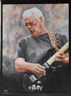David Gilmour oil painting 40X30 hand painted pink floyd art pop fine gallery
