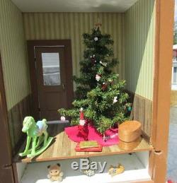 Dollhouse Miniature Artist Christmas Morning Room Box Tree Signed Floyd Artisan