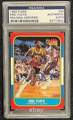 Eric Sleepy Floyd Signed 1986 Fleer #34 Warriors Rookie Card Rc Psa/dna 83710642