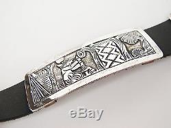 FLOYD BECENTI SIGNED NAVAJO Sterling Silver CONCHO STORY TELLER BELT Horses
