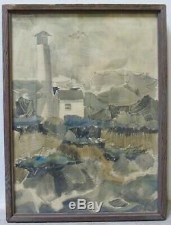 FLOYD HOPPER Original Watercolor WPA Regionalism Modernism Erie Land Lighthouse