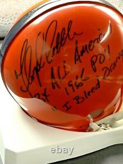 FLOYD LITTLE SIGNED SYRACUSE MINI HELMET I Bleed Orange JSA/Coa Denver Broncos