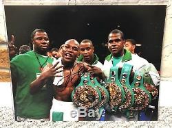 FLOYD MAYWEATHER AUTO SIGNED BOXING 11x14 PHOTO WBC BELTS MONEY TEAM PSA LOA