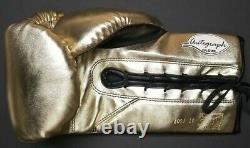 FLOYD MAYWEATHER JR. Autographed CLETO REYES Gold BOXING GLOVE. BECKETT WITNESS
