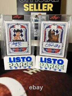 FLOYD MAYWEATHER JR MANNY PACQUIAO 1/1 Leaf Auto Red Blue 2021 Signature Series