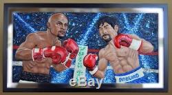 FLOYD MAYWEATHER MANNY PACQUIAO PAITING LARGE 3D Certified And Signed By Floyd