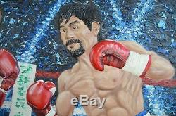 FLOYD MAYWEATHER MANNY PACQUIAO PAITING LARGE 3D Certified And Signed By Floyd