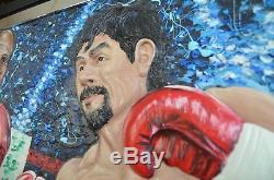 FLOYD MAYWEATHER MANNY PACQUIAO PAITING LARGE 3D Certified And Signed By Floyd