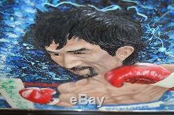 FLOYD MAYWEATHER MANNY PACQUIAO PAITING LARGE 3D Certified And Signed By Floyd