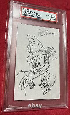 FLOYD NORMAN DISNEY PSA/DNA Authenticated Autographed Signed Sketch Mickey Mouse