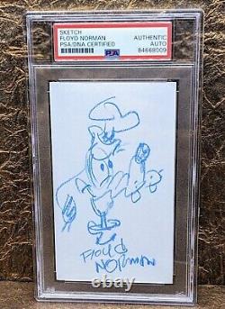 FLOYD NORMAN DISNEY PSA/DNA Authenticated Autographed Signed Sketch of GOOFY