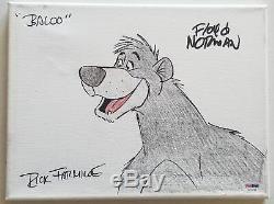 FLOYD NORMAN Signed Baloo Rick Farmiloe Drawn Sketch 8x10 Canvas PSA/DNA COA