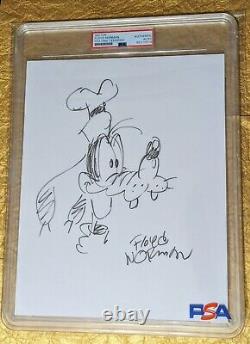 FLOYD NORMAN Sketch Signed Hand Drawn Jumbo Size Walt Disney Goofy PSA DNA