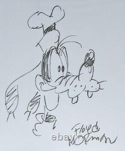 FLOYD NORMAN Sketch Signed Hand Drawn Jumbo Size Walt Disney Goofy PSA DNA