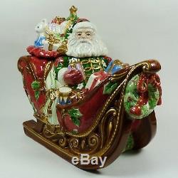 Fitz and Floyd Signed Santas Sleigh Cookie Jar with Box