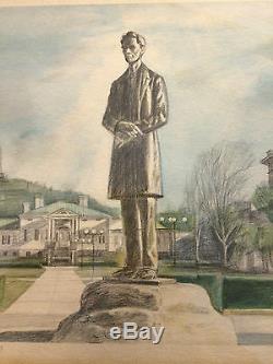 Floyd Berg Drawing Painting Cincinnati Lytle Park Abraham Lincoln Statue Art Ltd