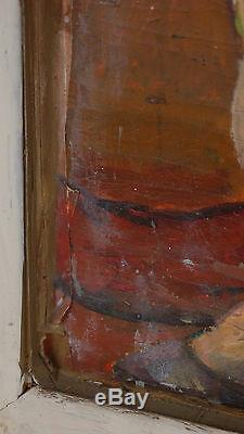 Floyd Butler Abstract Nude Portrait Oil Painting Outsider Michigan Artist