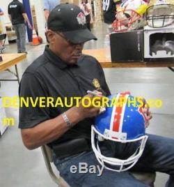 Floyd Little Autographed Denver Broncos D Logo Replica Helmet HOF JSA 22078