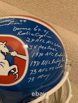 Floyd Little Autographed Full Size Broncos Stat Helmet+jsa 20 Inscriptions