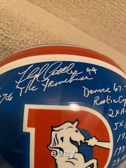 Floyd Little Autographed Full Size Broncos Stat Helmet+jsa 20 Inscriptions