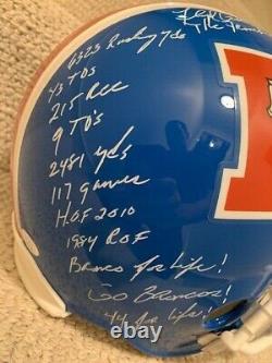 Floyd Little Autographed Full Size Broncos Stat Helmet+jsa 20 Inscriptions