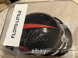 Floyd Little Autographed Mini Helmet Broncos COA Leaf with Box + 1972 Topps #50