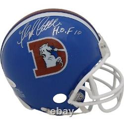 Floyd Little Autographed/Signed Denver Broncos VSR4 Mini Helmet JSA 47956