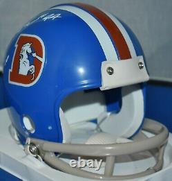Floyd Little Autographed Two Bar Throwback Mini Helmet Denver Broncos Hof 10 Jsa
