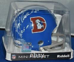Floyd Little Autographed Two Bar Throwback Mini Helmet Denver Broncos Hof 10 Jsa