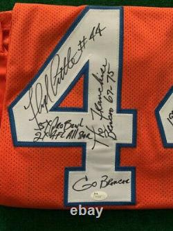 Floyd Little Hand Signed Denver Broncos Jersey+jsa Very Rare 14 Inscriptions