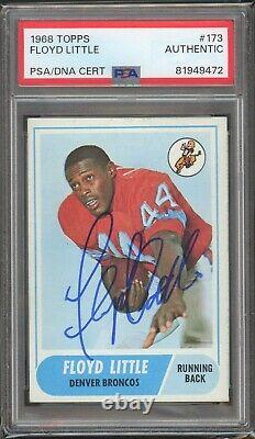 Floyd Little Signed 1968 Topps #173 PSA/DNA HOF Rookie Autographed Card RC AUTO