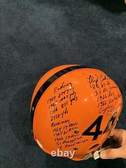 Floyd Little Signed Full Size Syracuse Rk Stat Helmet 22 Inscriptions Jsa W