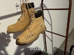 Floyd May weather Signed Timberlands. COA Included