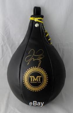 Floyd Mayweather Autographed Black TMT Boxing Speed Bag Beckett BAS Gold