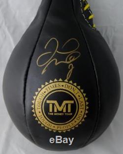 Floyd Mayweather Autographed Black TMT Boxing Speed Bag Beckett BAS Gold