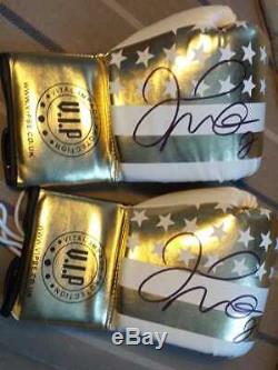 Floyd Mayweather Jnr. Hand signed Stars and Stripes Gold VIP boxing gloves