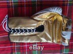 Floyd Mayweather Jnr. Hand signed Stars and Stripes Gold VIP boxing gloves