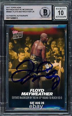 Floyd Mayweather Jr. 2017 Topps Now Card vs McGregor Gem 10 Auto Beckett